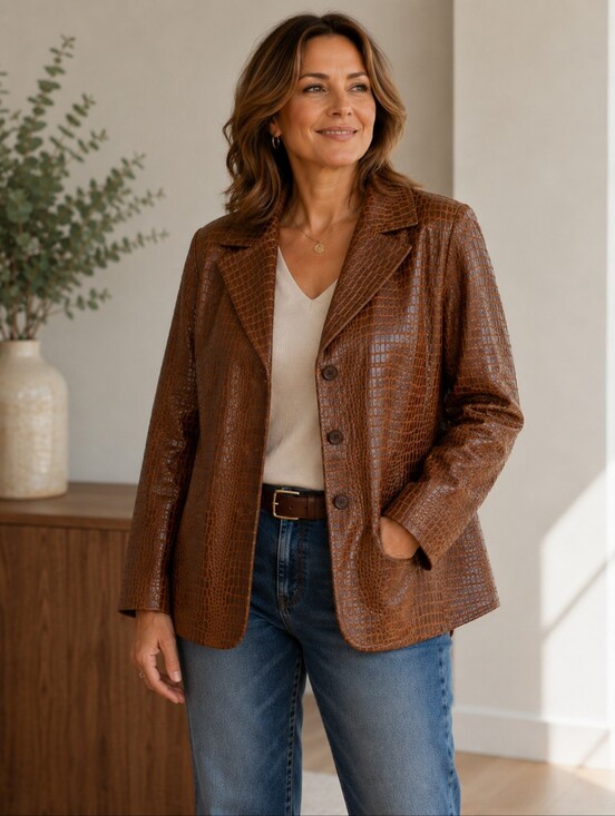 Guillaume Jackets & Blazers - Guillaume Leather Jacket Croc Print